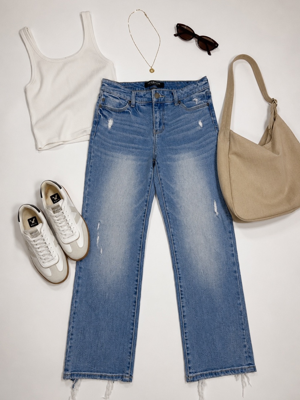 Liverpool LA Crop Straight Jeans 4/27 Light Wash Distressed Denim